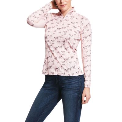 Ariat English: Sunstopper 2.0 1/4 Zip Base Layer Mujer - Rosas Claro (DOPTW8542)